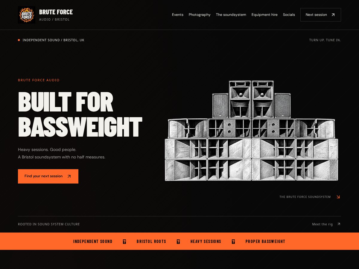 Landing-page snapshot of bruteforce.audio