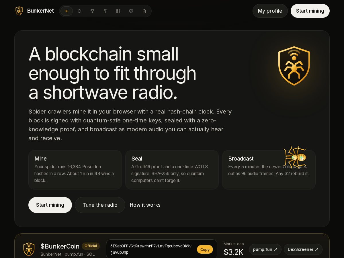Landing-page snapshot of bunkernet.space
