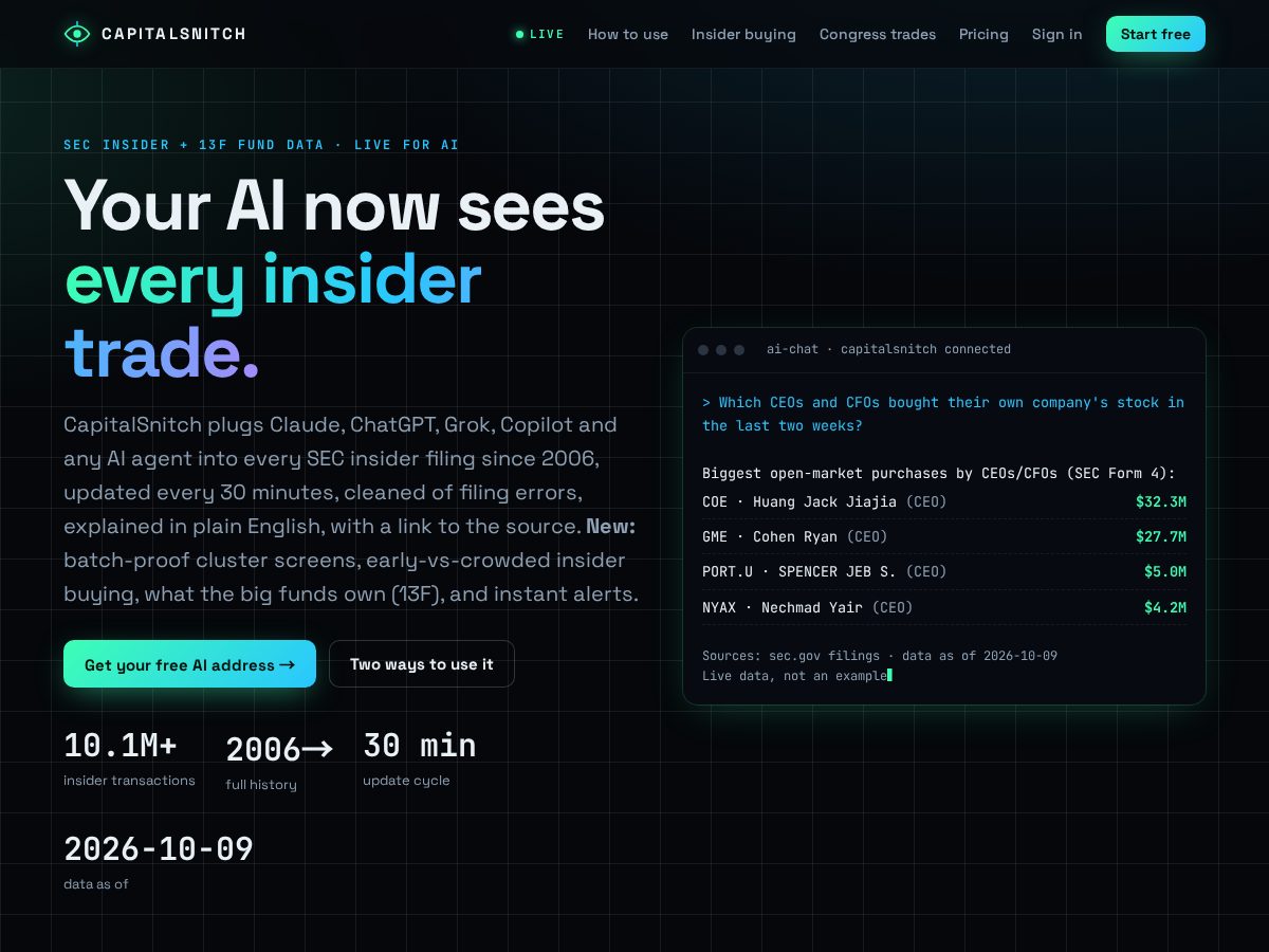 Landing-page snapshot of capitalsnitch.com