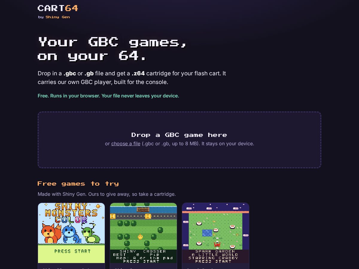 Landing-page snapshot of cart64.com