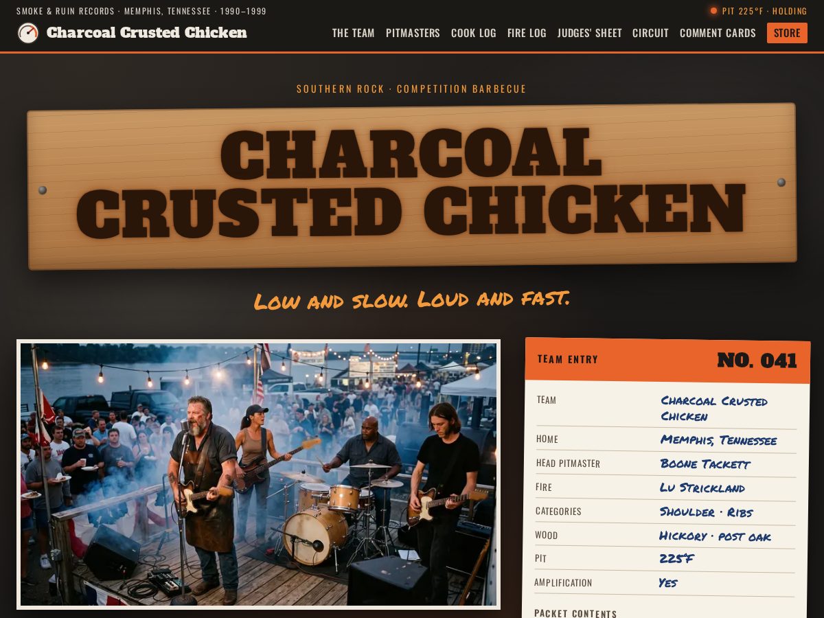 Landing-page snapshot of charcoalcrustedchicken.com