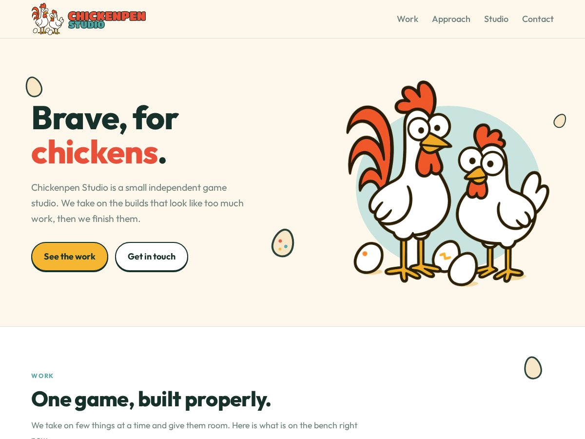Landing-page snapshot of chickenpen.studio