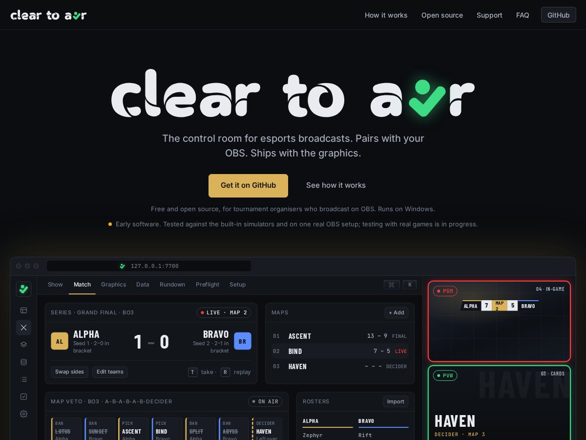 Landing-page snapshot of cleartoair.com