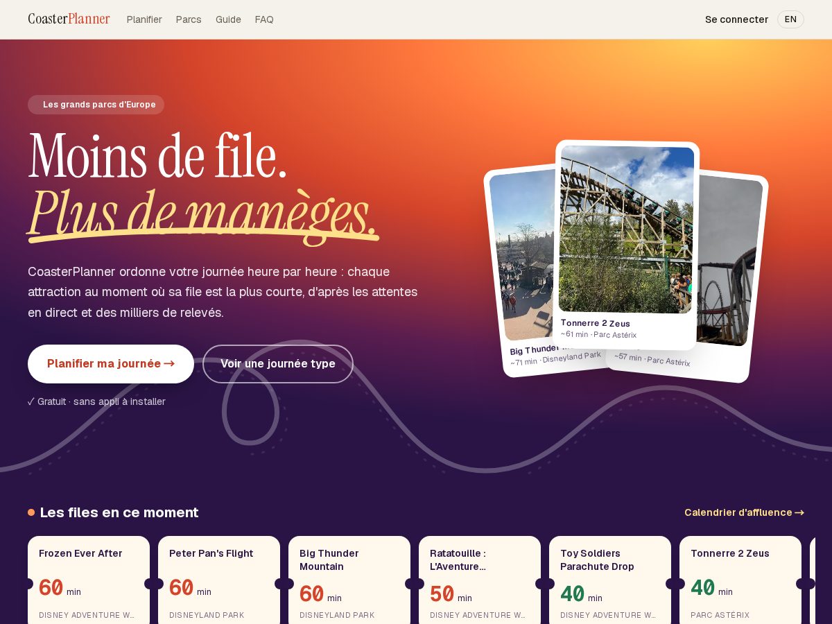 Landing-page snapshot of coasterplanner.com