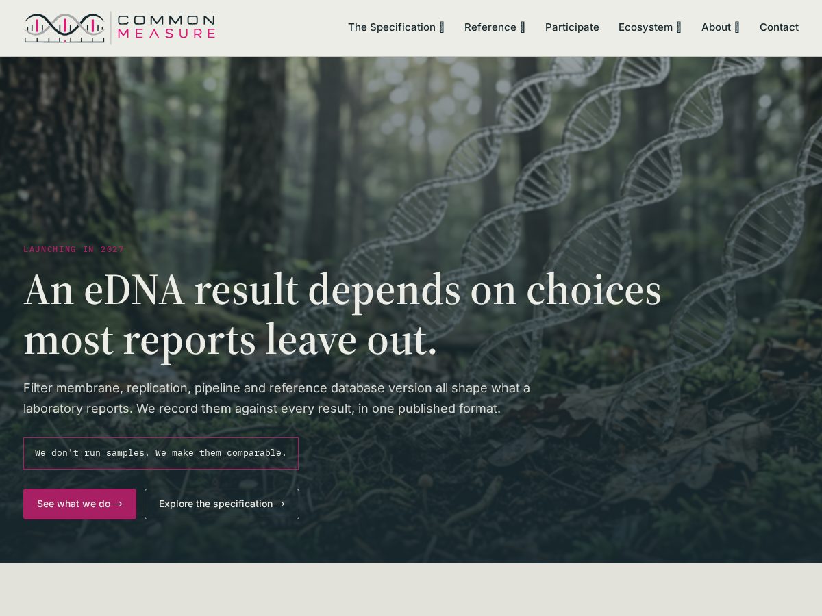 Landing-page snapshot of commonmeasure.bio