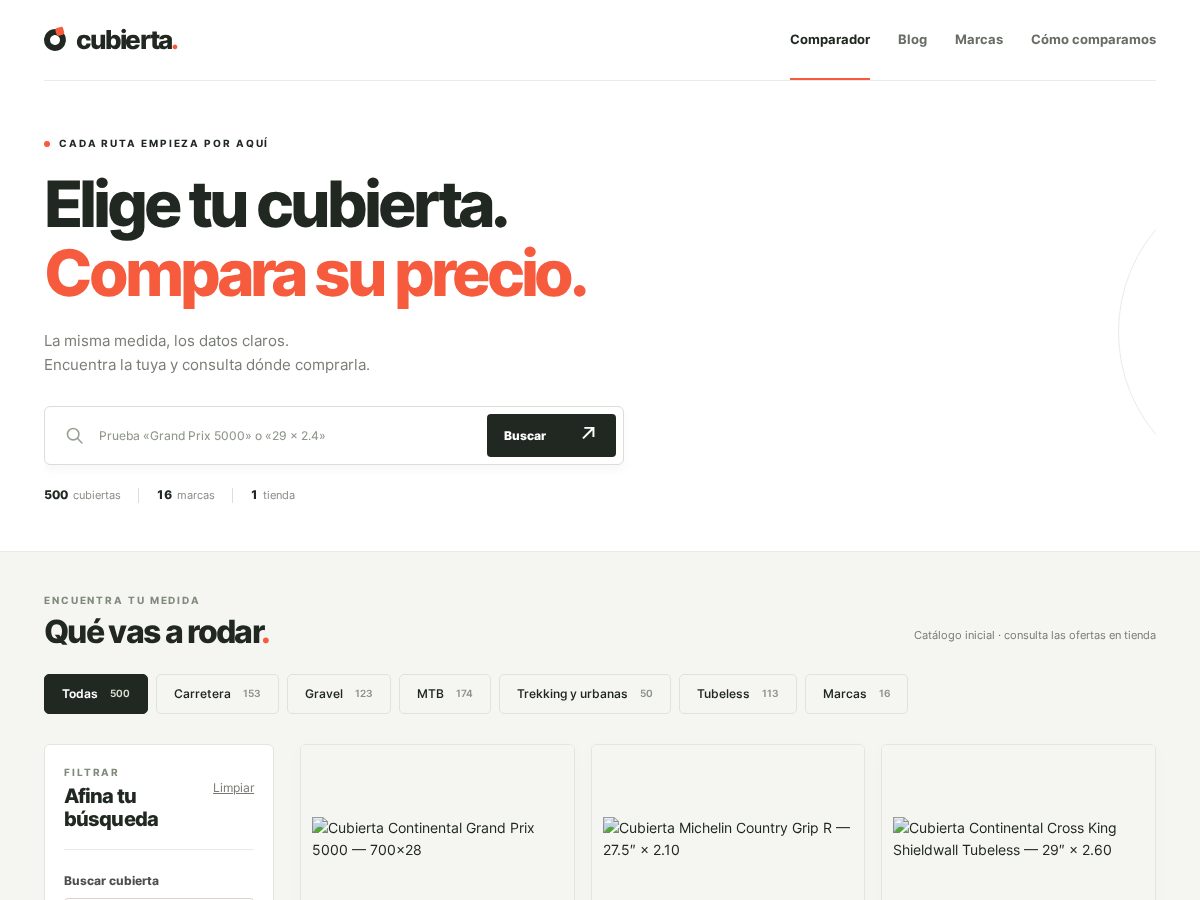 Landing-page snapshot of comparacubiertas.com