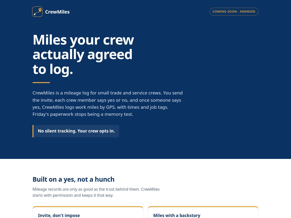 Landing-page snapshot of crewmiles.com