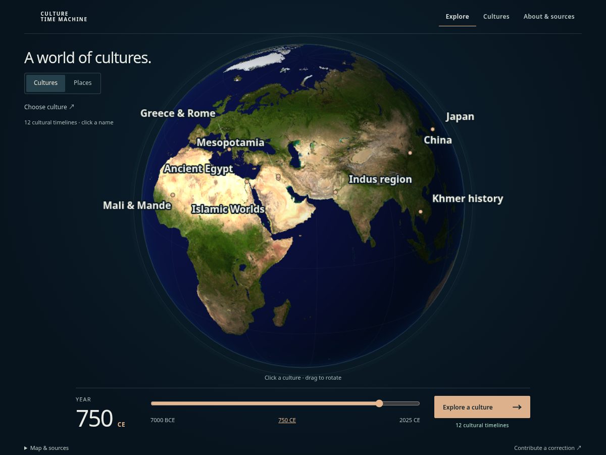 Landing-page snapshot of culturetimemachine.org