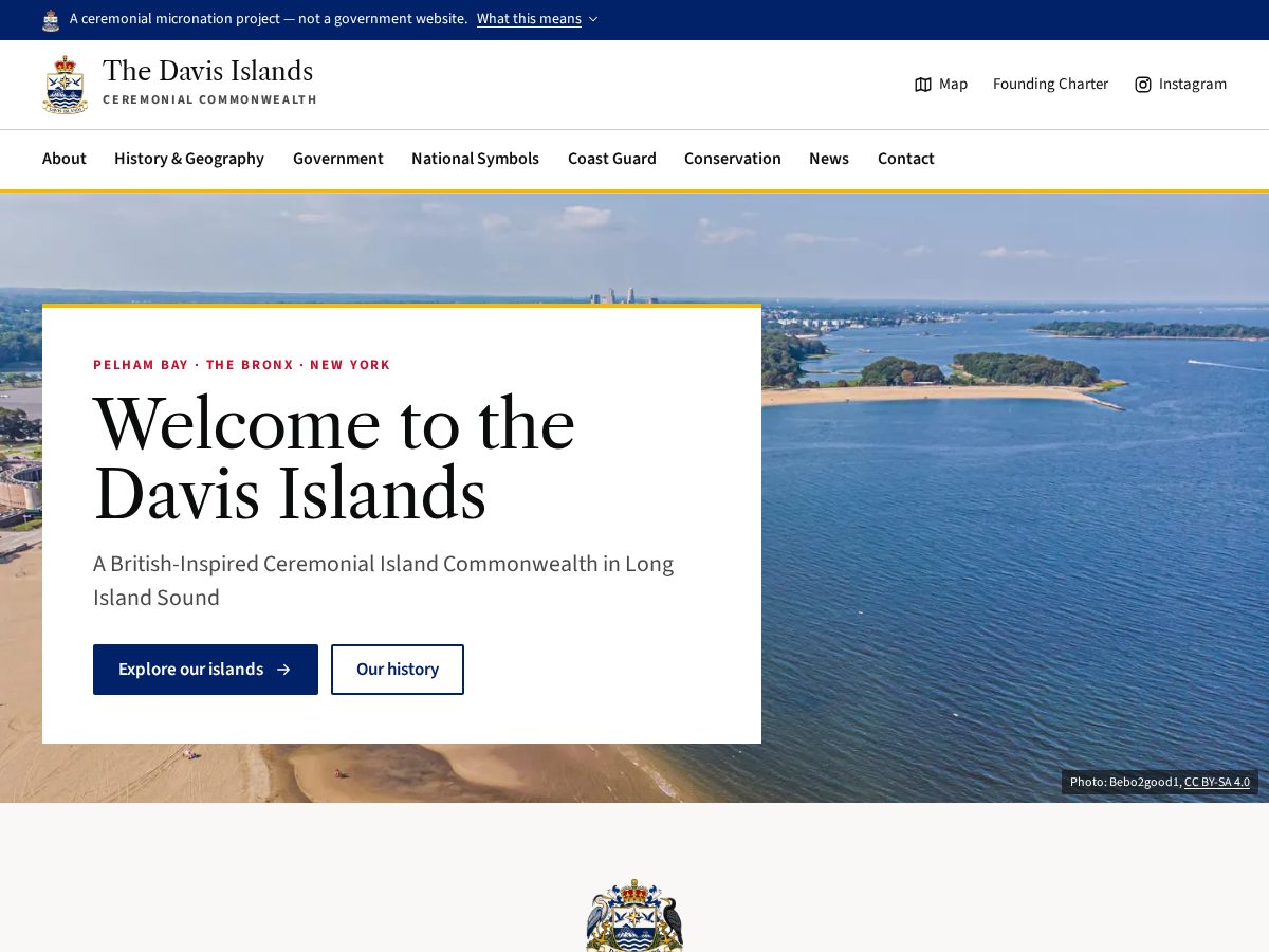 Landing-page snapshot of davisislandsgov.land