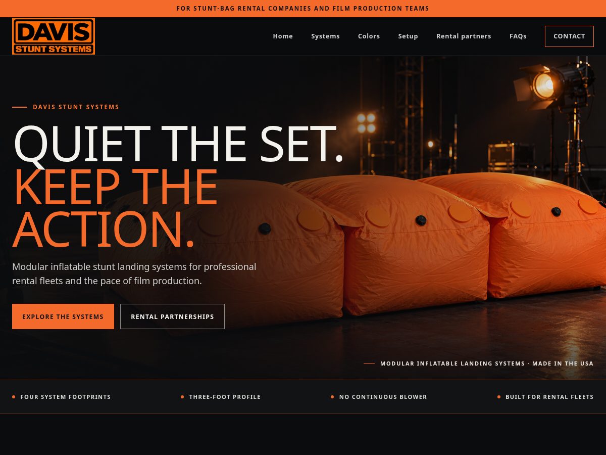 Landing-page snapshot of davisstuntsystems.com