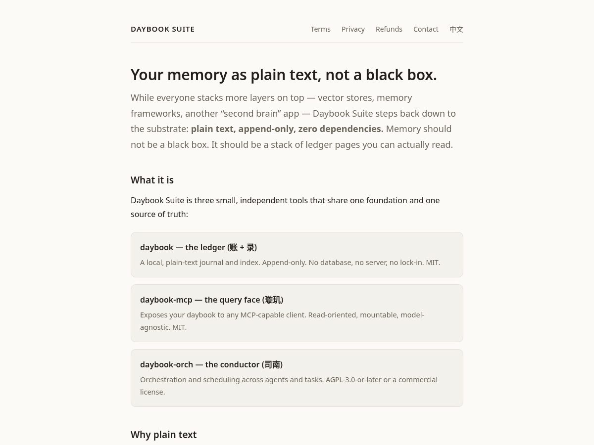 Landing-page snapshot of daybooksuite.com