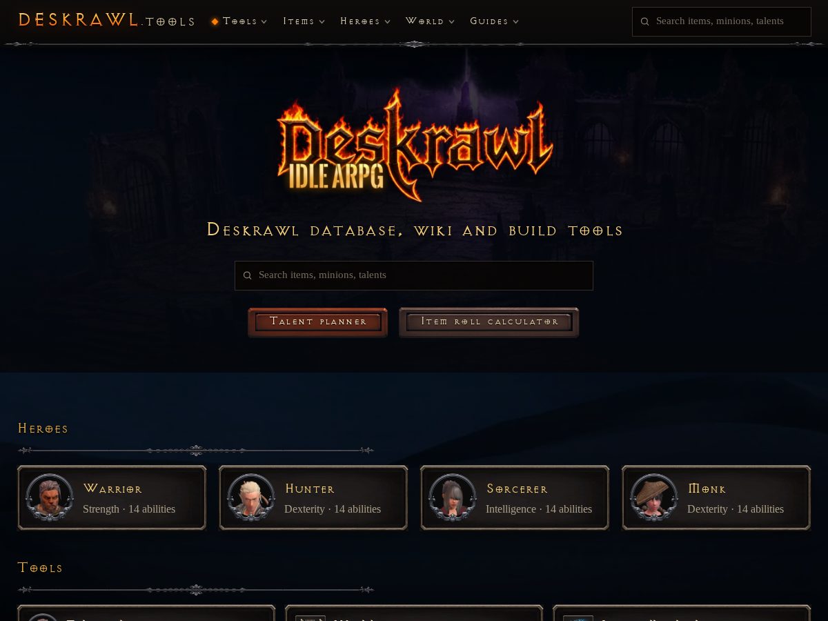 Landing-page snapshot of deskrawl.tools