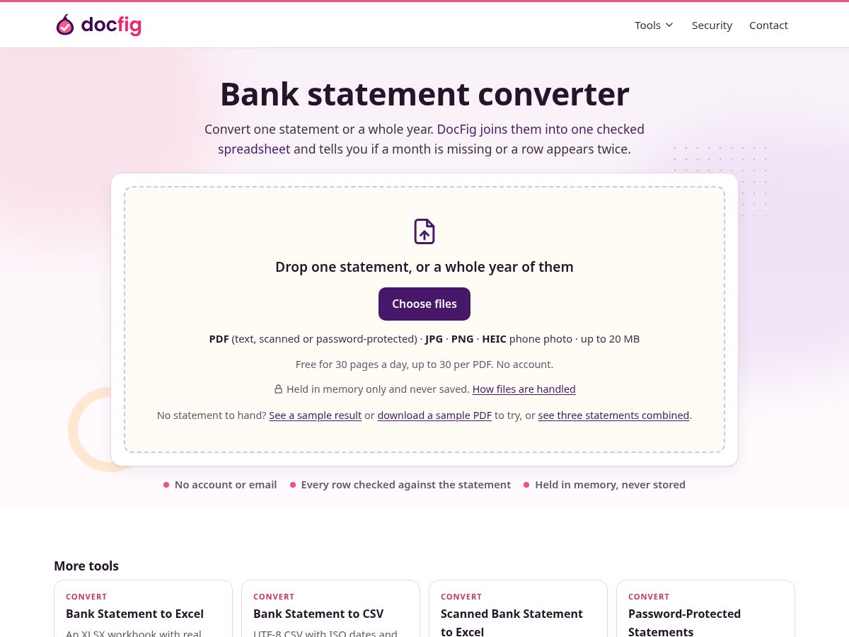 Landing-page snapshot of docfig.com