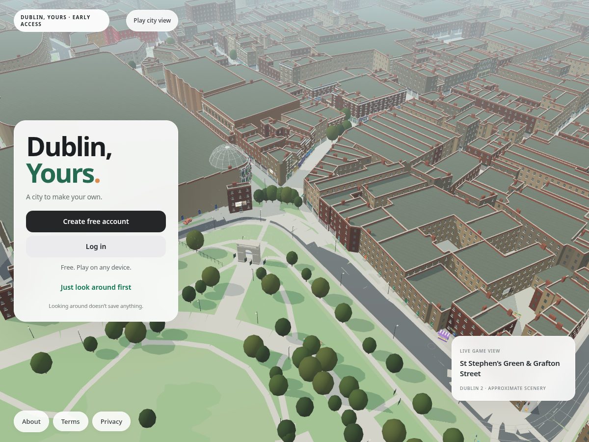 Landing-page snapshot of dublinyours.com