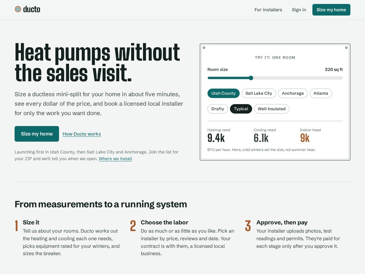 Landing-page snapshot of ducto.org