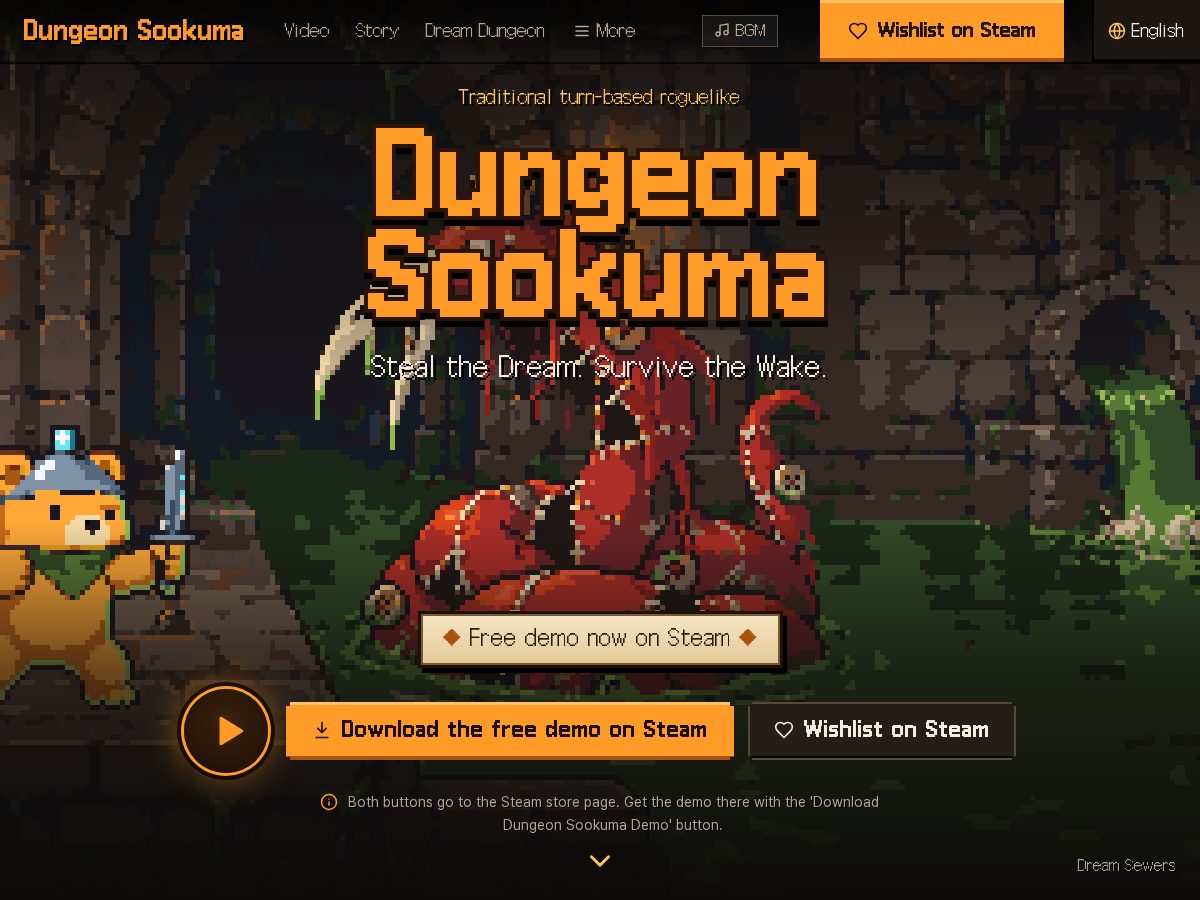 Landing-page snapshot of dungeonsookuma.com