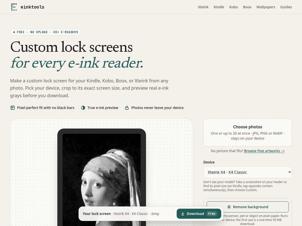 Landing-page snapshot of einktools.com