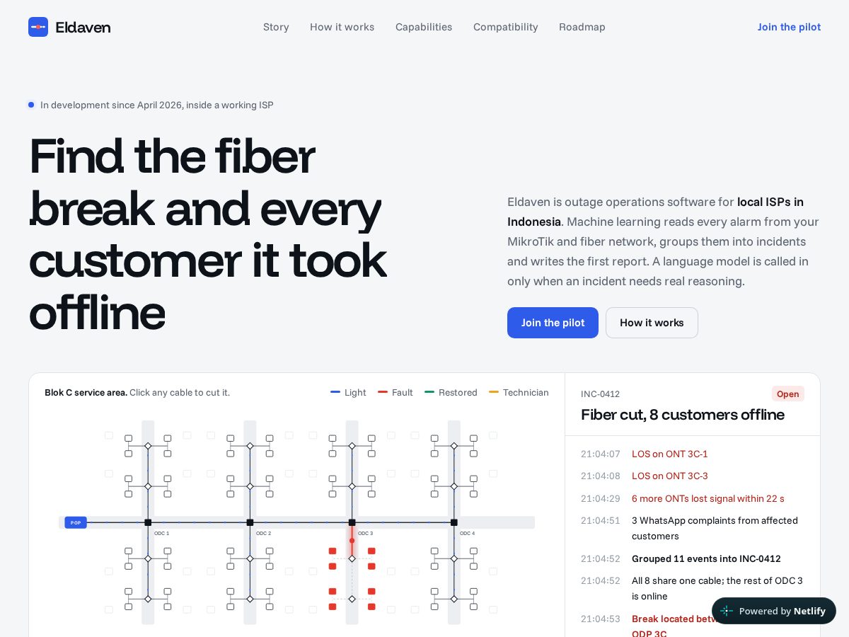 Landing-page snapshot of eldaven.online