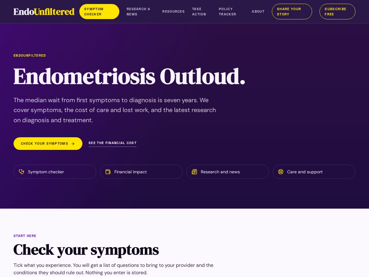 Landing-page snapshot of endounfiltered.com