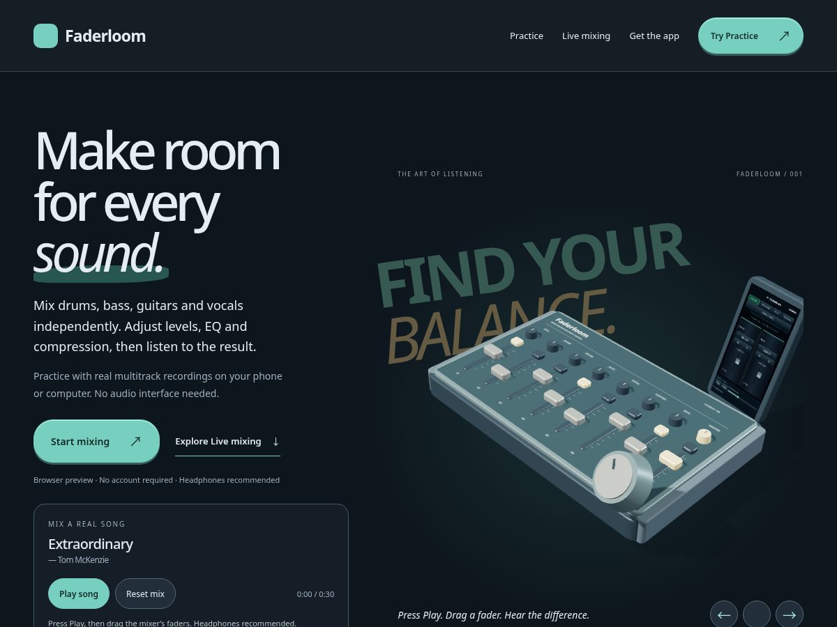 Landing-page snapshot of faderloom.com