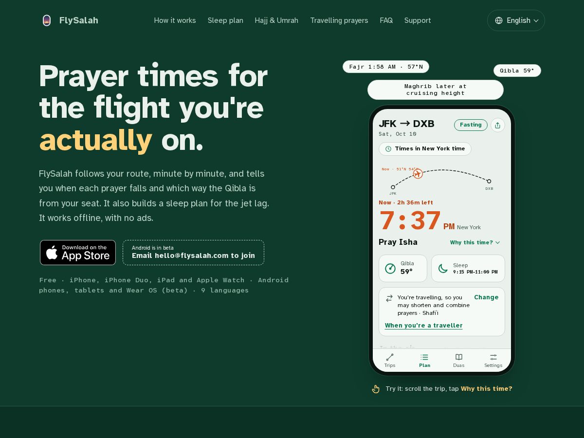 Landing-page snapshot of flysalah.com