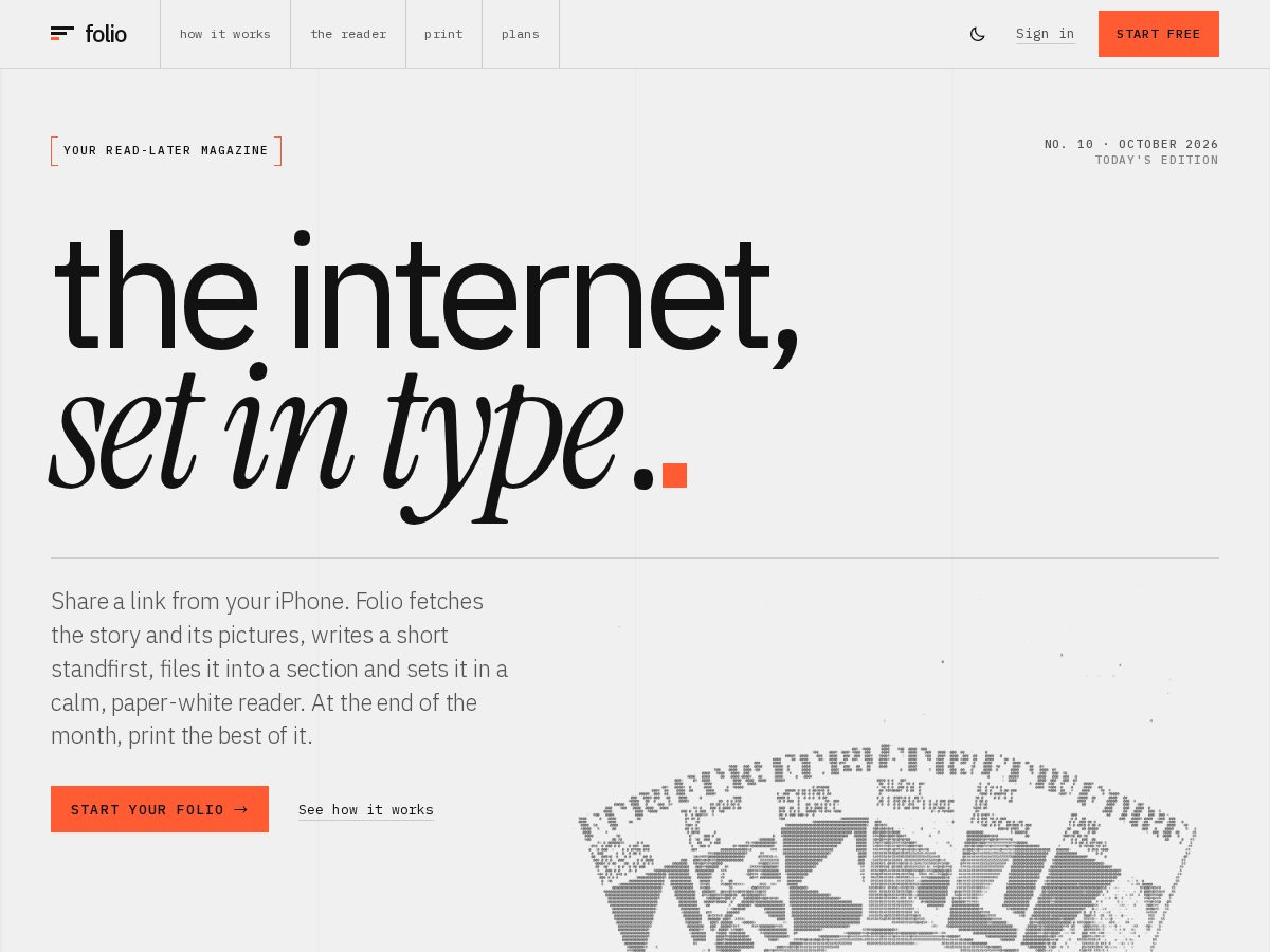 Landing-page snapshot of folio.ooo