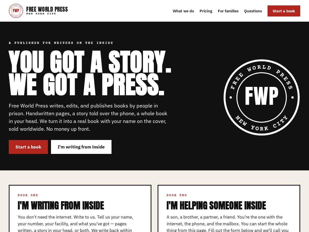 Landing-page snapshot of freeworldpressnyc.com
