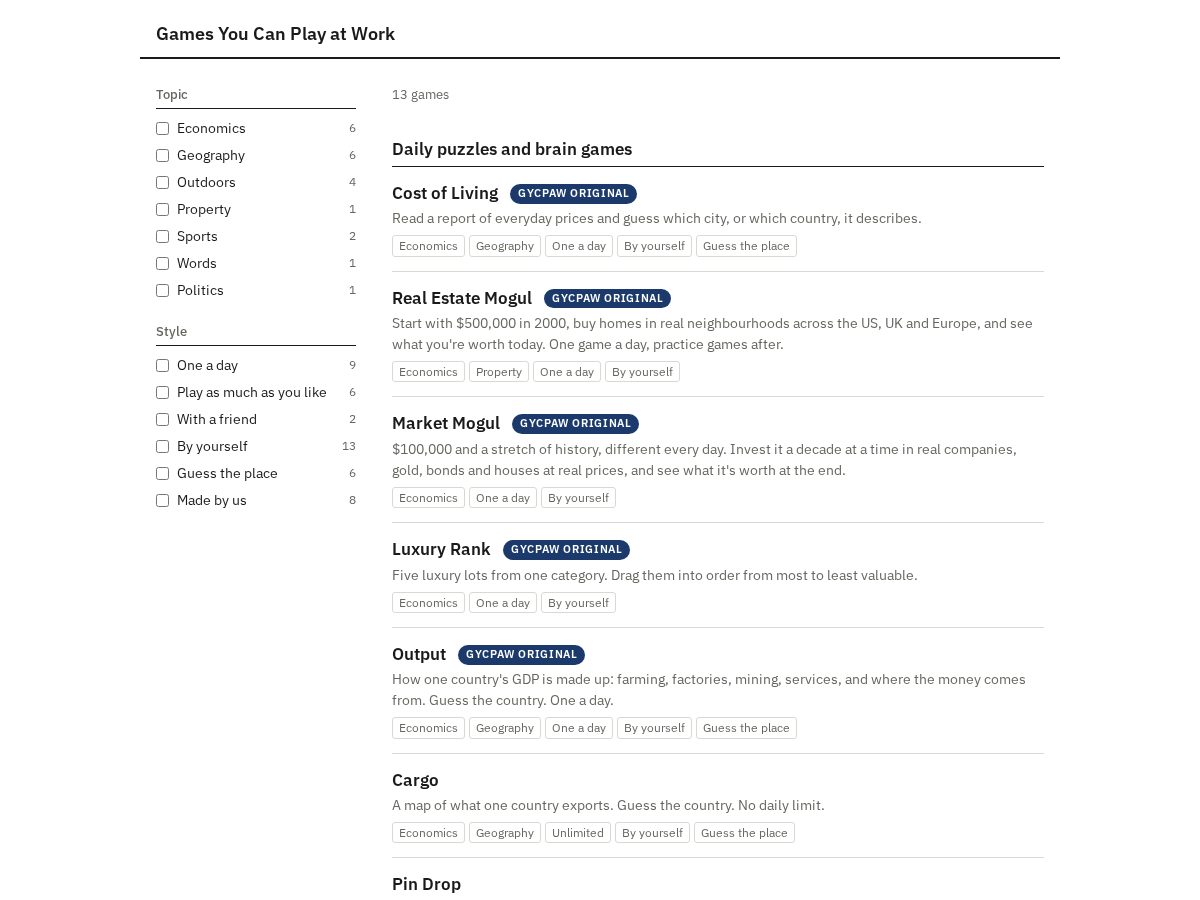 Landing-page snapshot of gamesyoucanplayatwork.com