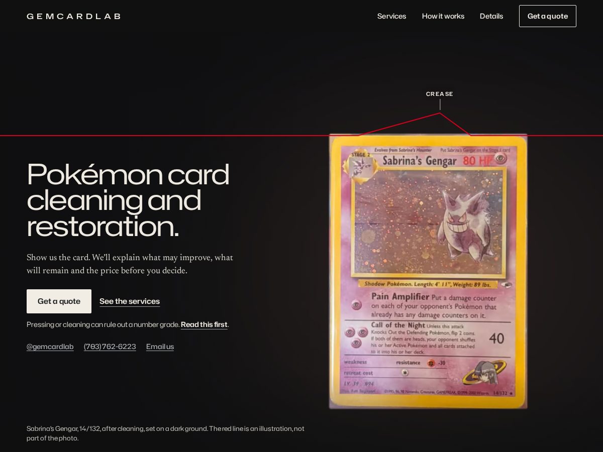 Landing-page snapshot of gemcardlab.com