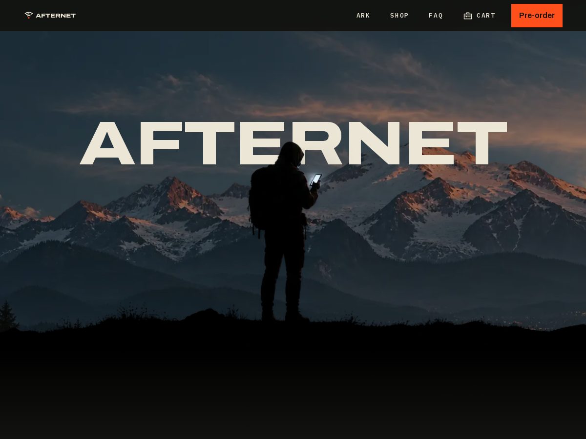 Landing-page snapshot of getafternet.com