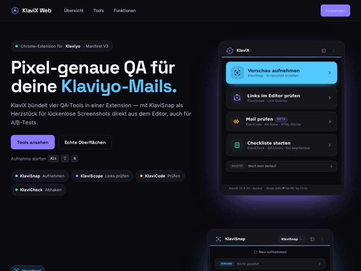 Landing-page snapshot of getklavix.com