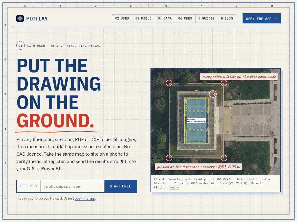 Landing-page snapshot of getplotlay.com