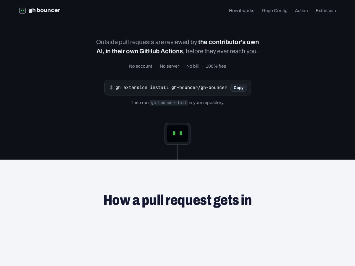 Landing-page snapshot of gh-bouncer.com