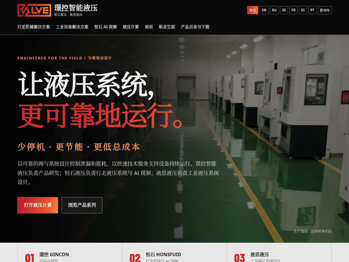 Landing-page snapshot of ginconfluidpower.com