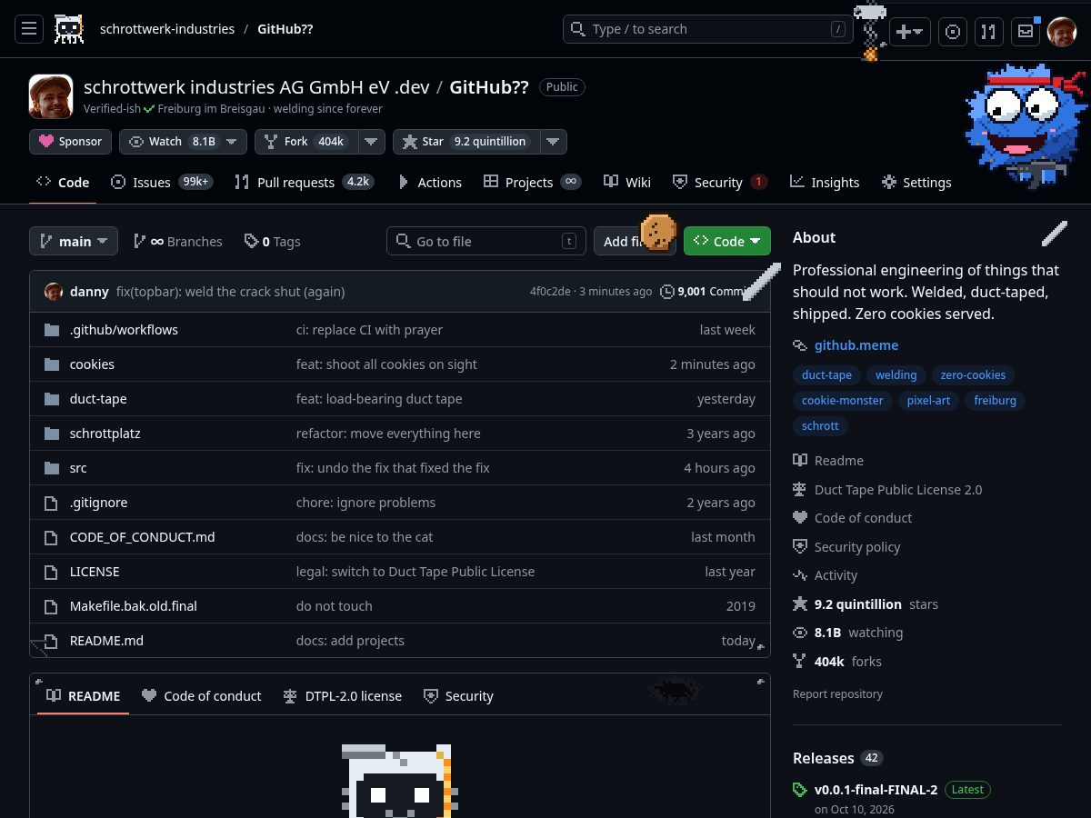 Landing-page snapshot of github.meme