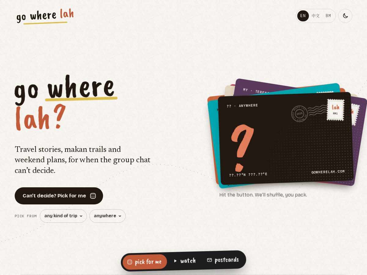 Landing-page snapshot of gowherelah.com