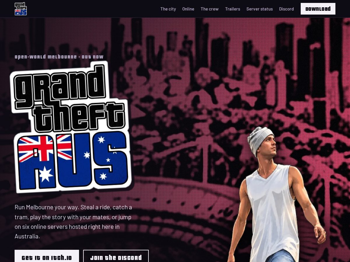 Landing-page snapshot of grandtheftaus.online