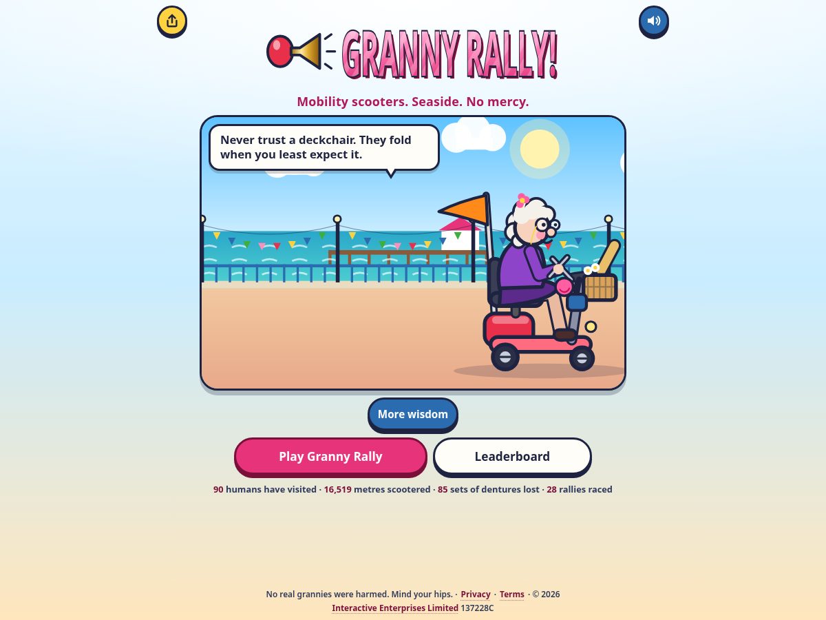 Landing-page snapshot of grannyrally.com