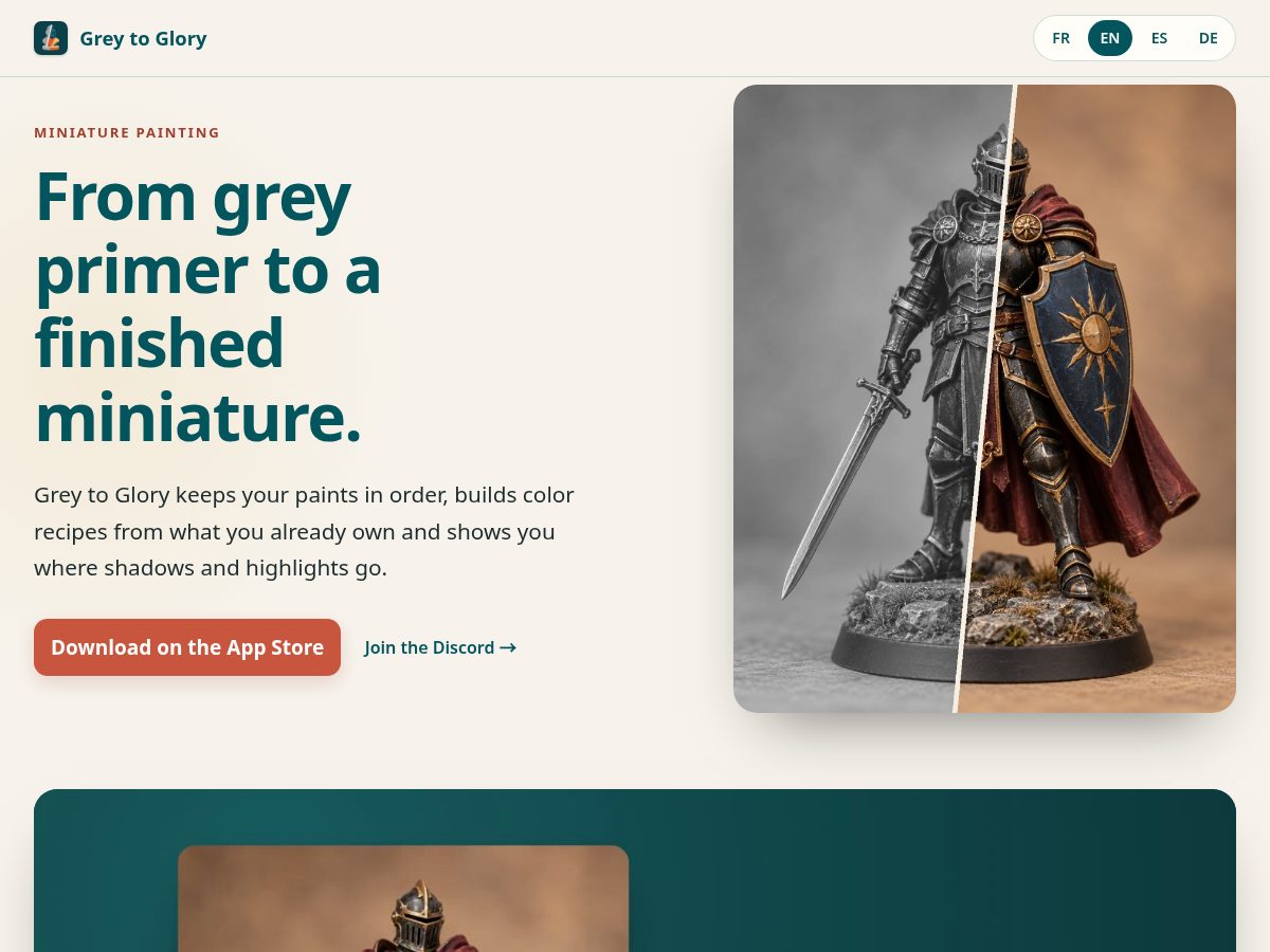 Landing-page snapshot of greytoglory.com