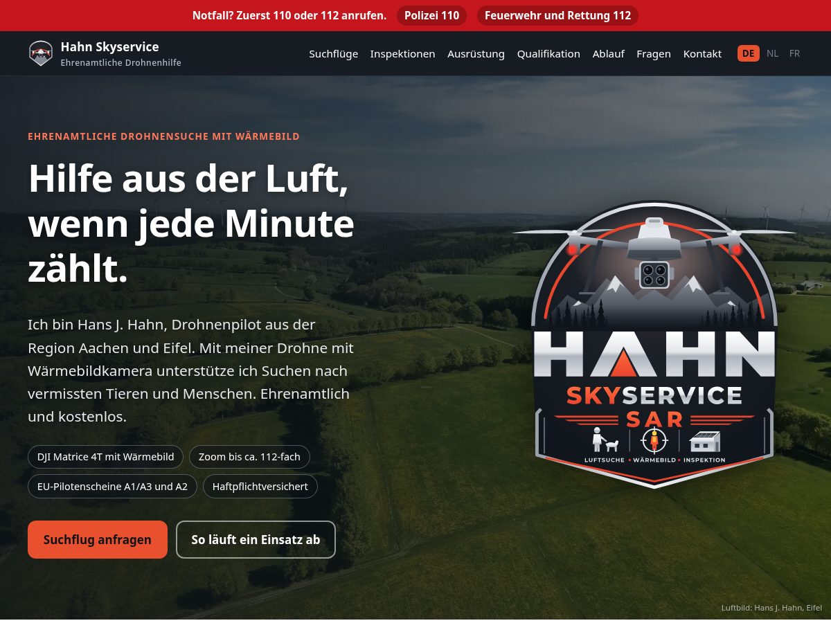 Landing-page snapshot of hahnskyservice.com