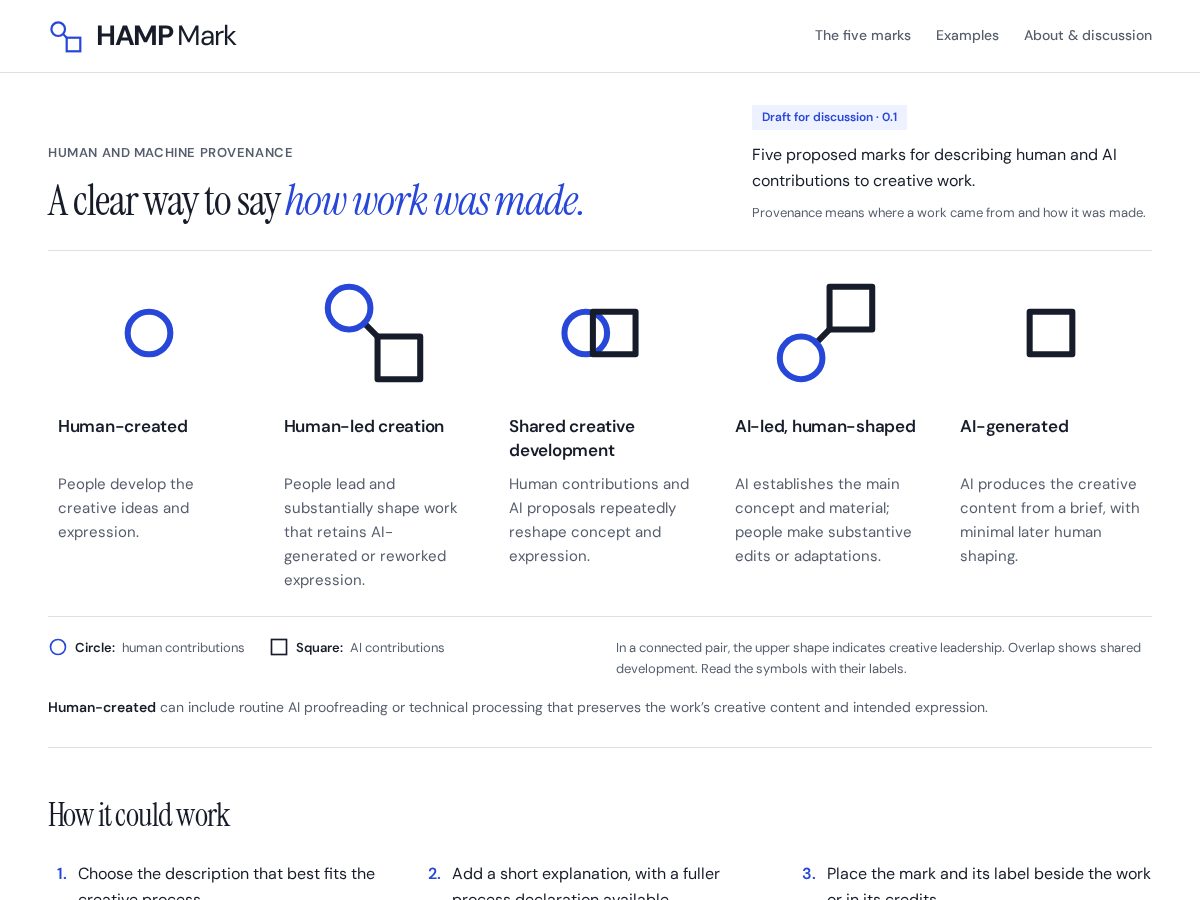 Landing-page snapshot of hampmark.com