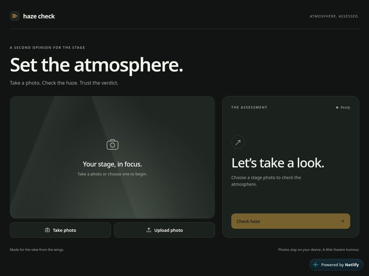 Landing-page snapshot of hazecheck.com
