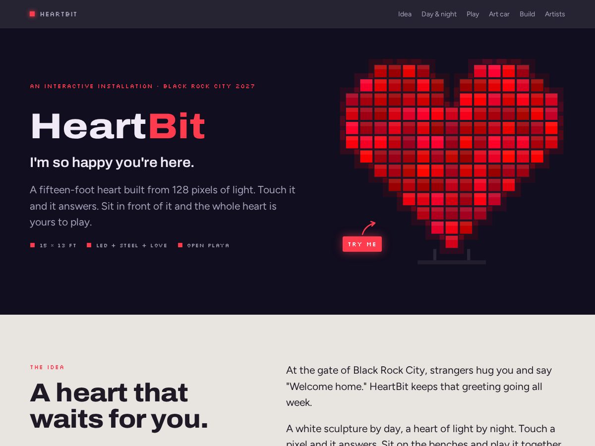 Landing-page snapshot of heartbit.art