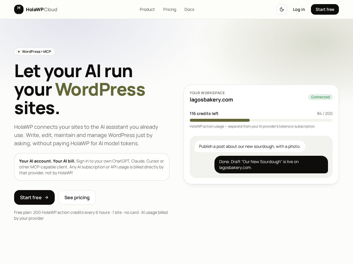Landing-page snapshot of holawp.online