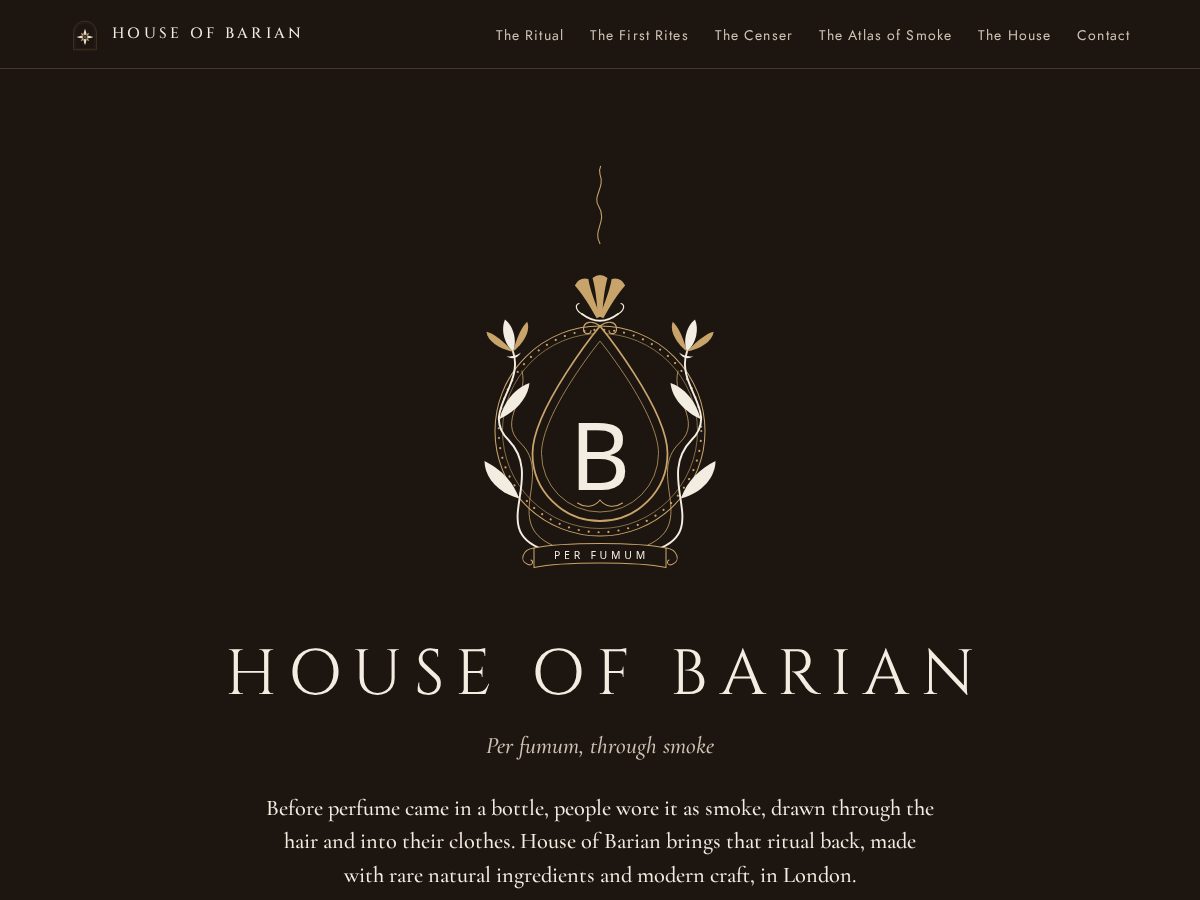 Landing-page snapshot of houseofbarian.com