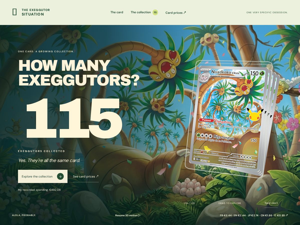 Landing-page snapshot of howmanyexeggutors.com