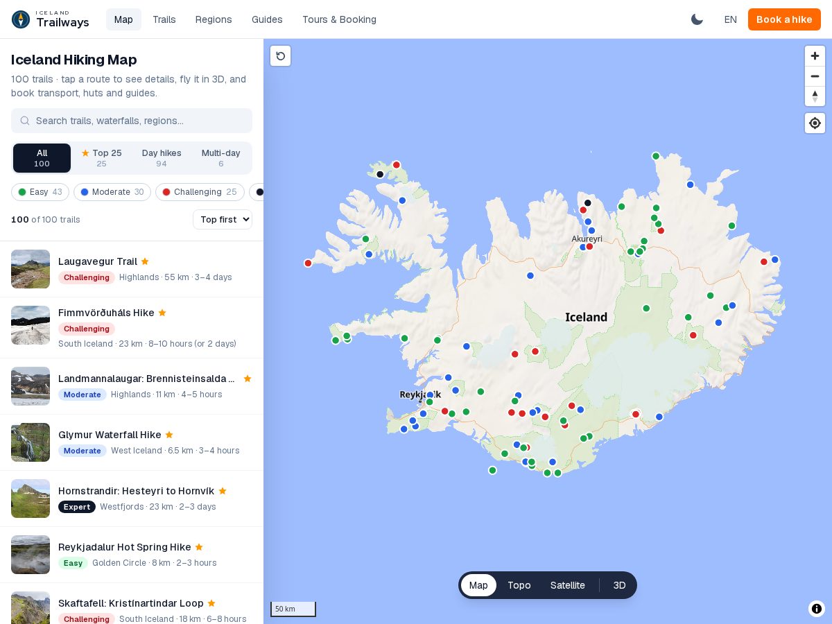 Landing-page snapshot of icelandtrailways.com