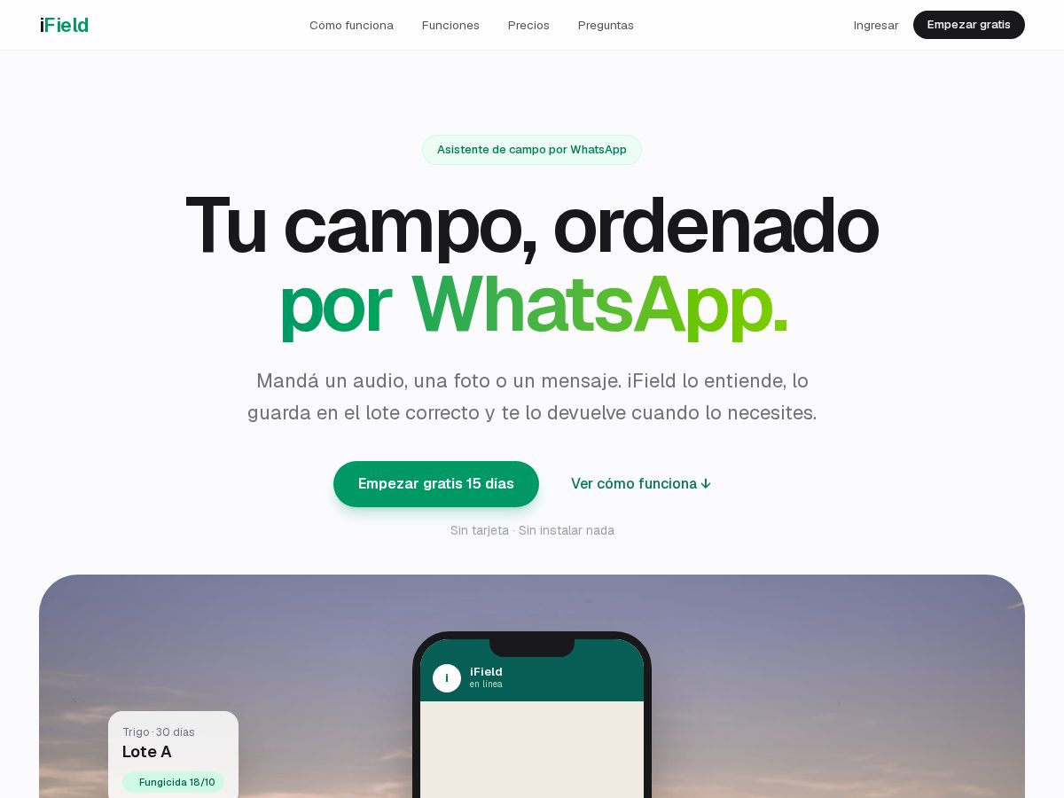 Landing-page snapshot of ifieldapp.com