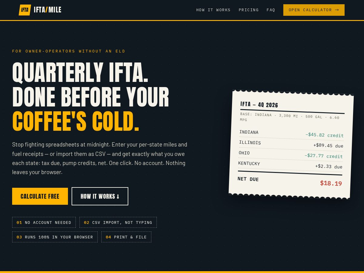 Landing-page snapshot of iftamile.com