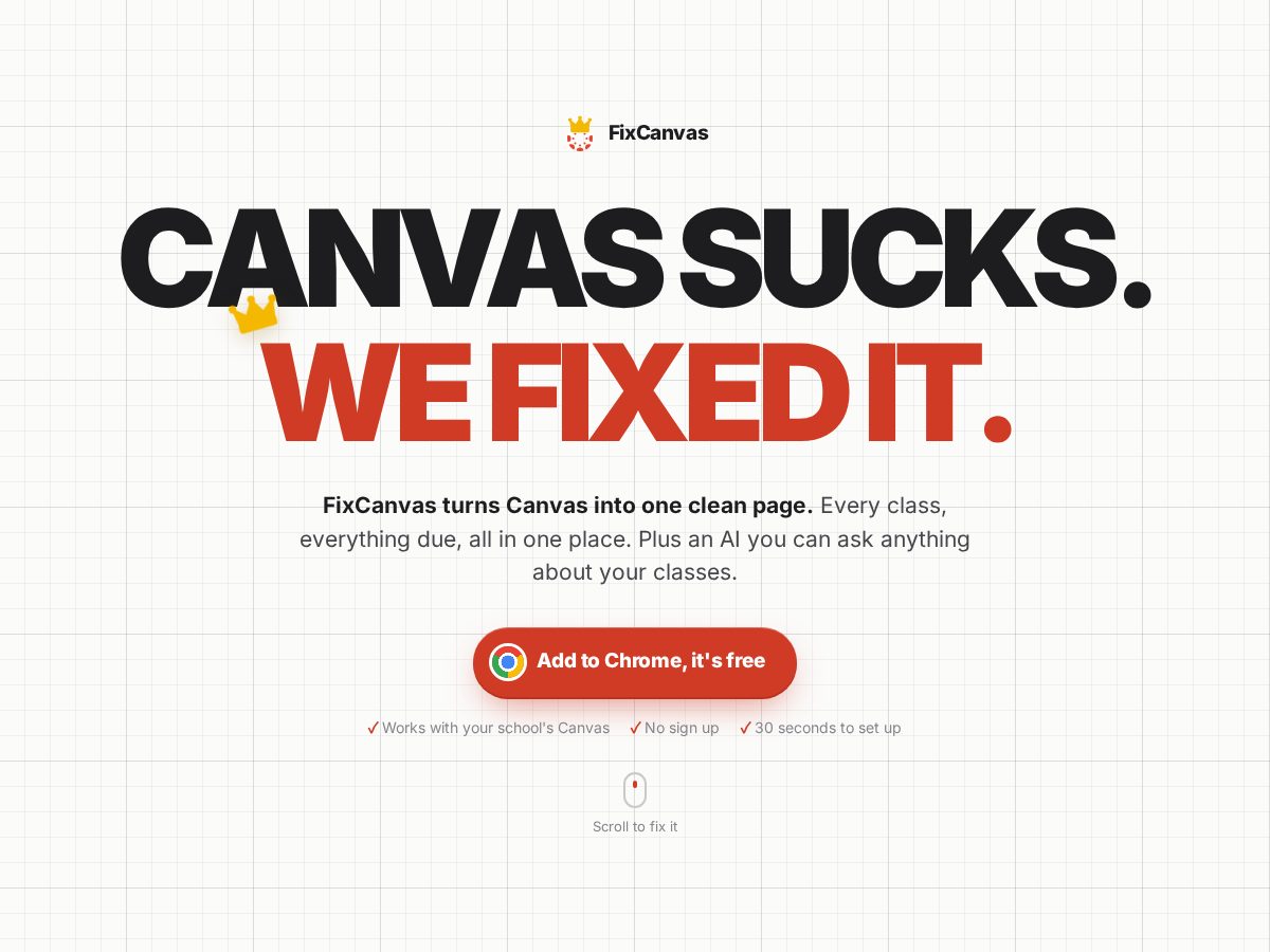 Landing-page snapshot of ifuckinghatecanvas.com